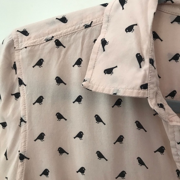 Talbots Pink Bird Print Blouse Top Rayon - Picture 8 of 9
